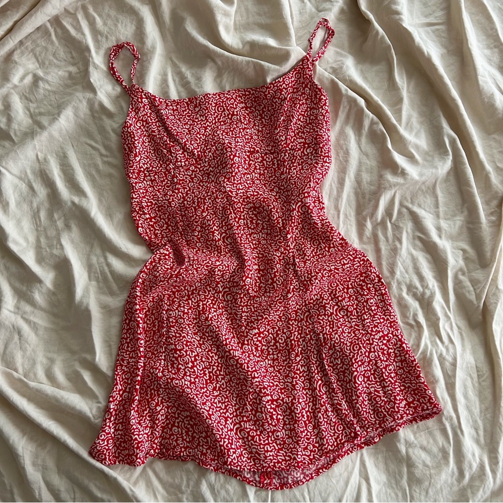 Reformation Red Squiggle Mini Dress